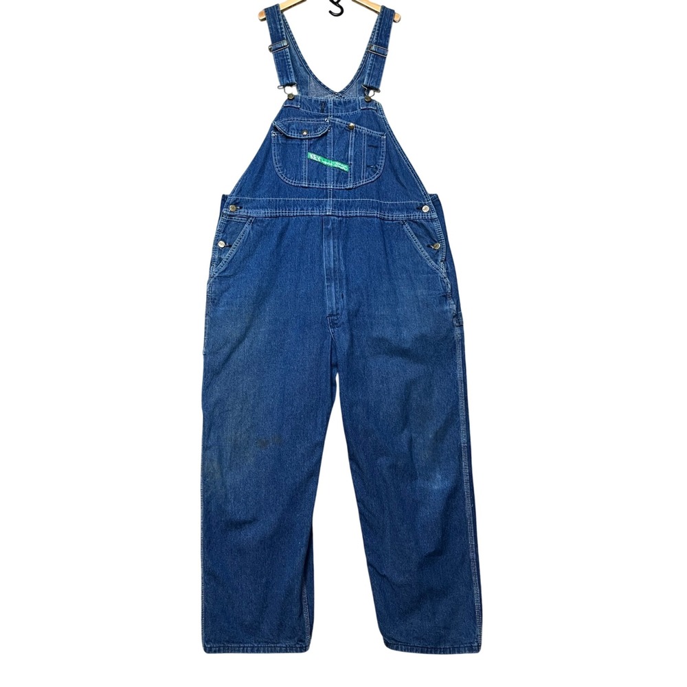 Key Imperial Overalls Mens 44x28 Medium Wash Denim Bib Workwear Straight Leg